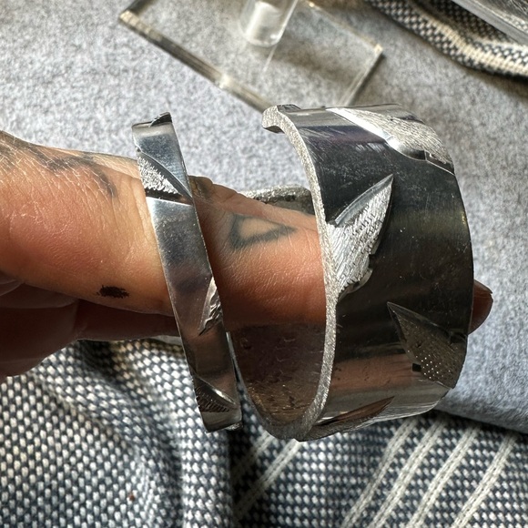 Ooak handmade Diamond plate bracelet brutalist set - Picture 2 of 6